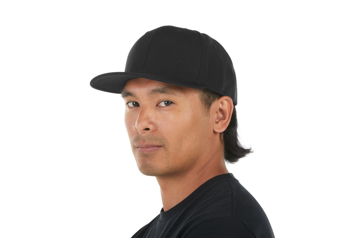 recycled-poly-classic-6-panel-hat-q4 WebPDP-HAT001002_Recycled_Poly_Classic_6Panel_Hat_Black_Studio_Harper_Studios_0723_Side_3__HAT001002OS.jpg