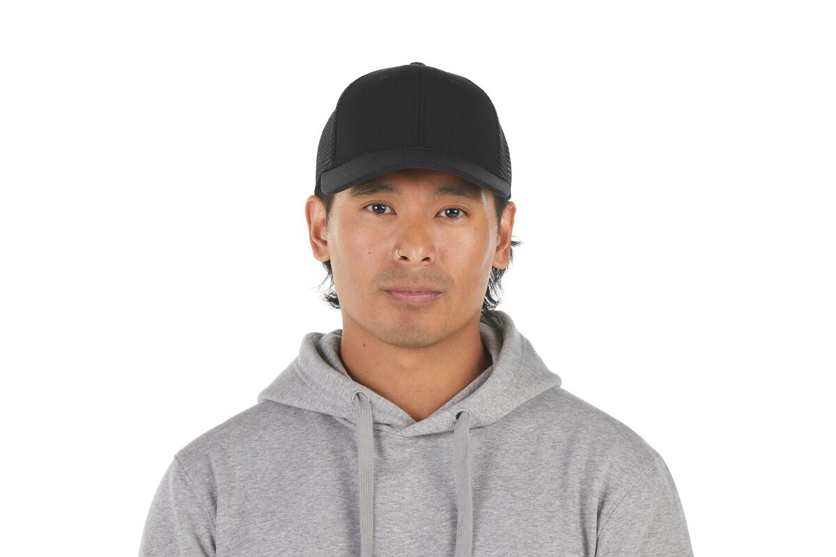 recycled-poly-low-profile-trucker-hat-m5 WebPDP-HAT002002_Recycled_Poly_Low_Profile_Trucker_Hat_Black_Studio_Harper_Studios_0723_Front__HAT002002OS.jpg