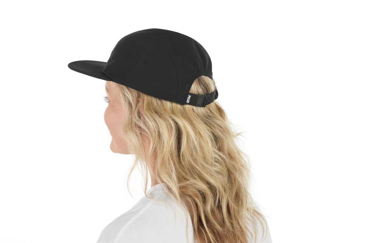 recycled-poly-flat-brim-5-panel-hat-v8 WebPDP-HAT003002_Recycled_Poly_Flat_Brim_5Panel_Hat_Black_Studio_Harper_Studios_0723_Side_2__HAT003002OS.jpg