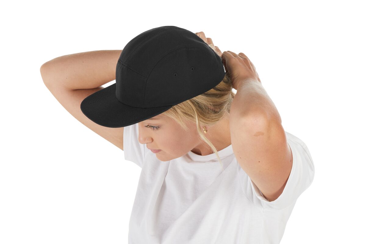recycled-poly-flat-brim-5-panel-hat-v8 WebPDP-HAT003002_Recycled_Poly_Flat_Brim_5Panel_Hat_Black_Studio_Harper_Studios_0723_Side_4__HAT003002OS.jpg